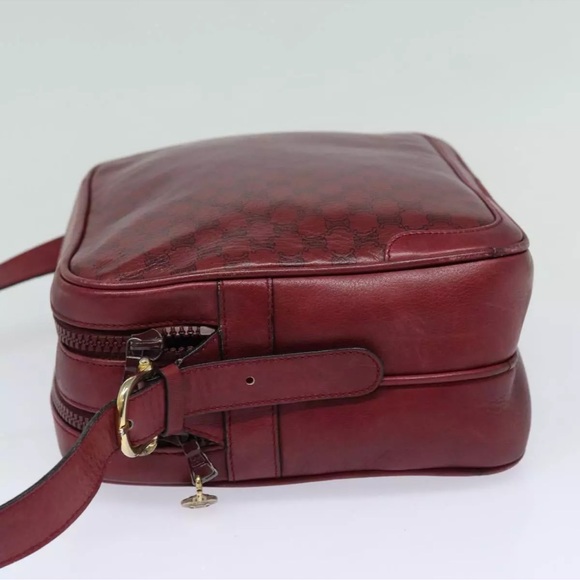 CELINE Macadam Canvas Shoulder Bag Leather Red Gold Authentic fm3695 - Vintage - Picture 3 of 15